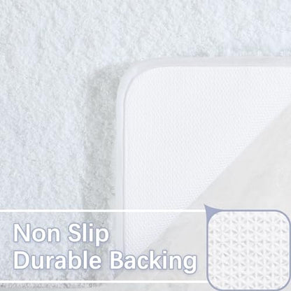 LOCHAS Bathroom Rug Runner 24x48 Inch, Bath Rugs Non Slip, White