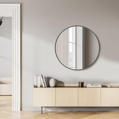 Sweetcrispy 28 Inch Round Wall Mirror, Bathroom Mirror for Over Sink