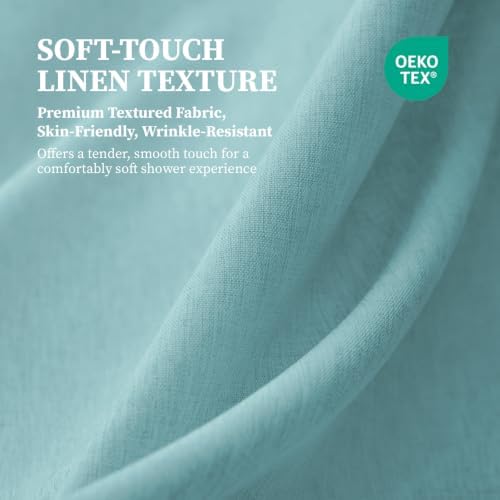 BTTN Long Linen Textured Waterproof Shower Curtain, 72x84, Teal/Turquoise