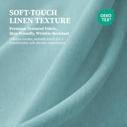 BTTN Teal Linen Textured Waterproof Fabric Shower Curtain, 72x72, Turquoise