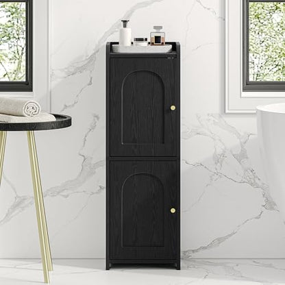 Hzuaneri Bathroom Storage Cabinet, Small Corner Floor Cabinet with 2 Doors