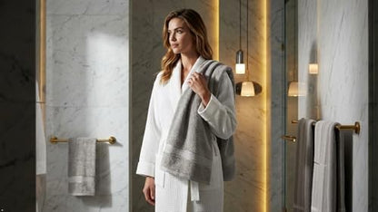 6 Piece 100% Cotton Bath Towel Set - 2 Bath - 2 Hand - 2 Face, Grey