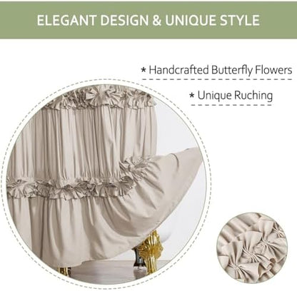 Homechoice Decor Camel Ruffle Shower Curtain 60" x 72" with 10 Buttonholes