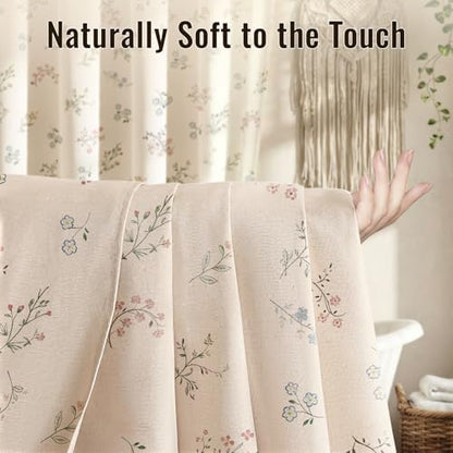 Farmhouse Floral Shower Curtain with 12 Clear Rings 72" W x 84" L