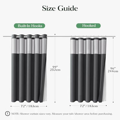 Dynamene Charcoal Grey Hook Free Waffle Shower Curtain & Snap Liner,72x99