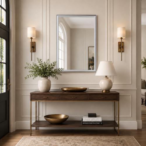 24x36 Inch Brushed Nickel Bathroom Mirror for Over Sink