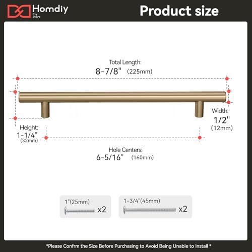 homdiy 50Pack 6-1/4in Cabinet Handles Champagne Bronze Kitchen Cabinet Pulls Drawer Pulls for Dresser Drawers