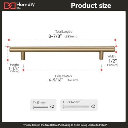 homdiy 1Pack 6-1/4in Cabinet Handles Champagne Bronze Kitchen Cabinet Pulls Drawer Pulls for Dresser Drawers