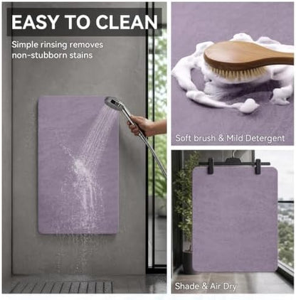 MontVoo -Bath Mat Rug-Rubber Backing Non Slip Quick Dry Absorbent Thin Bathroom Rugs Fit Under Door-Faux Suede Surface Bathroom Floor Mats-Shower Rug for in Front of Bathtub Shower Lavender 16"x24"