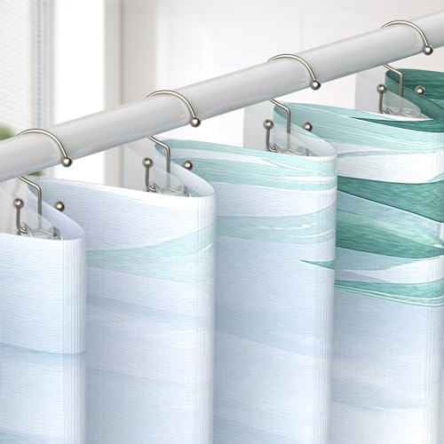 24 Pcs Shower Curtain Hooks, Goowin Shower Curtain Rings, Durable Shower Curtain Rings Rust Proof, Double Glide Shower Rings for Curtain, Simple Shower Hooks for Shower Curtain & Liner, Matte Nickel