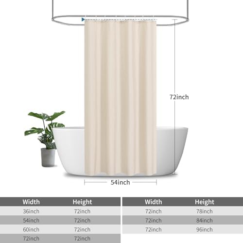 Waterproof Fabric Shower Curtain,No Liner Needed,54x72,Cream