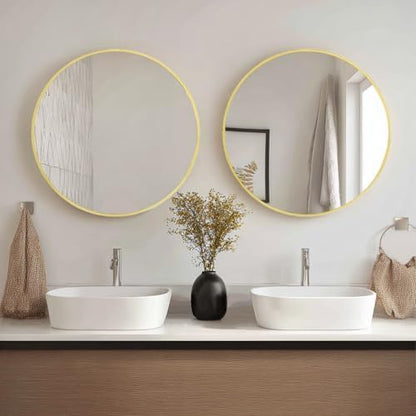 Sunniry Gold Round Mirror 20 inch, 2 Pack Circle Mirror,Brushed Metal Frame