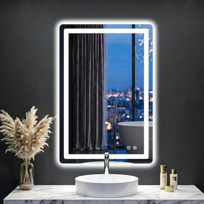 LED Bathroom Mirror with Lights, 20"x30" Lighted Vanity Mirror for Wall