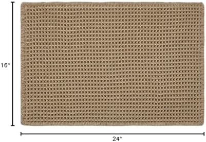 TYUU Waffle Bath Mat, Small Boho Bathroom Rugs Non Slip, 24x16 Khaki