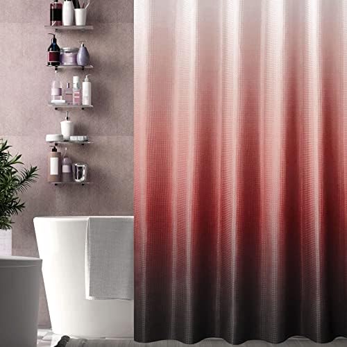 Gibelle Red and Black Ombre Fabric Shower Curtain for Bath Decor, 72 x 72