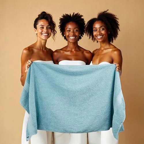 HILLFAIR Premium 600 GSM - 100% Cotton - 6 Piece Bath Towel Set - Ocean Blue