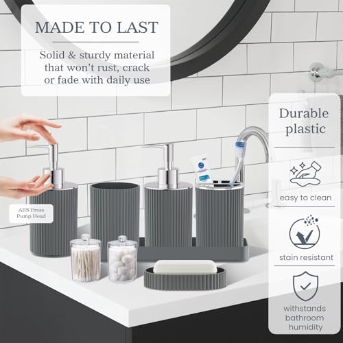 Grey Bathroom Accessories Set, 10PC Bathroom Set
