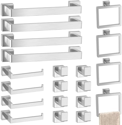 20-Pieces Brushed Nickel Bathroom Accessories Set, 16 Inch Towel Bar Set