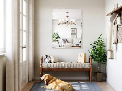 36"x48" Frameless Bathroom Mirror, Beveled Bathroom Vanity Mirror