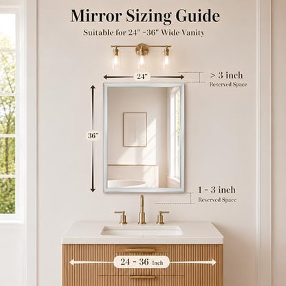 24x36 Inch Brushed Nickel Bathroom Mirror for Over Sink