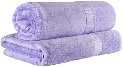 SUPERIOR Egyptian Cotton Pile Heavyweight Bath Sheet, 2 Piece Set, Purple