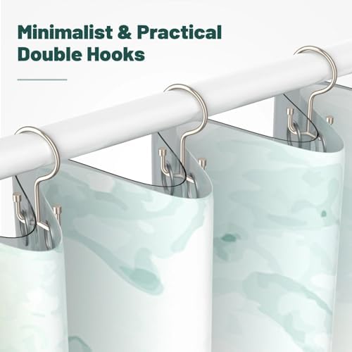 Goowin Shower Curtain Hooks, Shower Curtain Rings, Metal Shower Curtain Hangers Rust Proof, Double Glide Shower Rings for Curtain, Simple Shower Hooks for Shower Curtain, Nickel, 24 Pack-Cylinders
