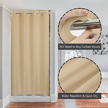 River Dream No Hook Stall Shower Curtain or Liner Microfiber Beige, 36x74