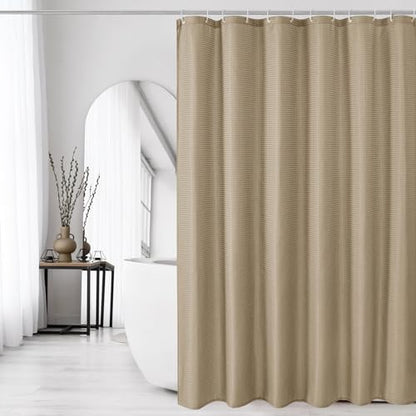 Gibelle Long Beige Fabric Shower Curtain, 72 x 78