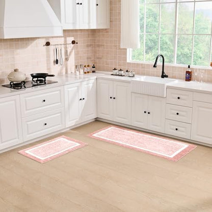 CozeCube Blossom Pink Bath Runner 59"x24" Non Slip Washable Rug