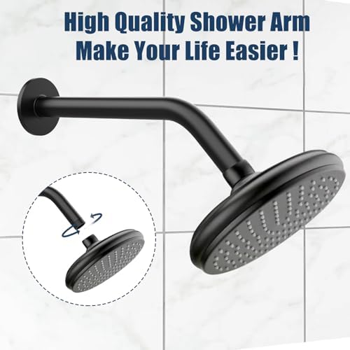 Shower Arm with Flange, 6 Inch, Matte Black