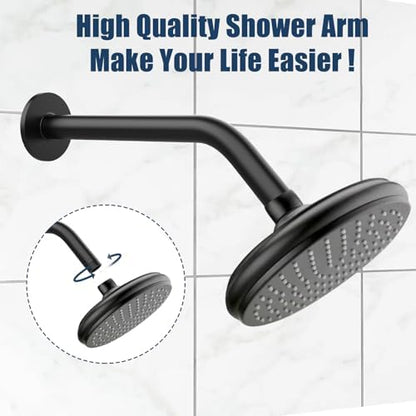 Shower Arm with Flange, 8 Inch, Matte Black