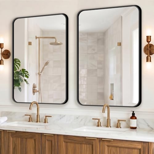 FICTOR Bathroom Mirror for Over Sink, 2 Pack 36"x24" Vanity Mirror, Black