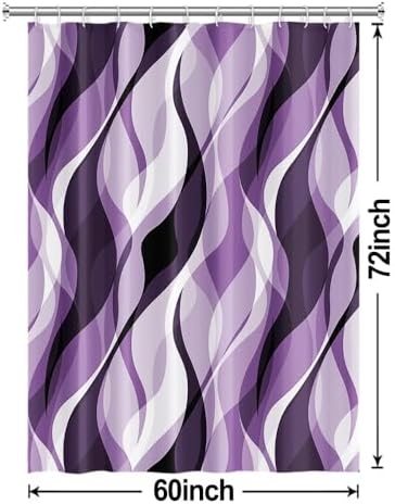 Purple Striped Shower Curtain with Hooks for Bathroom 60x72 Inch