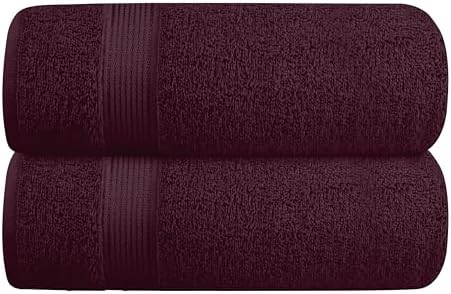 Belizzi Home Cotton 2 Pack Oversized Bath Towel Set 28x55 inches, Large Bath Towels, Ultra Absorbant Compact Quickdry & Lightweight Towel, Ideal for Gym Travel Camp Pool - Burgundy Red