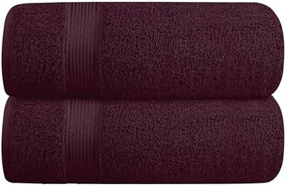 Belizzi Home Cotton 2 Pack Oversized Bath Towel Set 28x55 inches, Large Bath Towels, Ultra Absorbant Compact Quickdry & Lightweight Towel, Ideal for Gym Travel Camp Pool - Burgundy Red