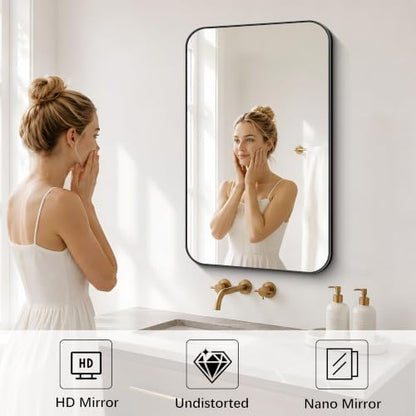 DESBING 18"x30" Bathroom Mirror for Over Sink, Black Framed Wall Mirror