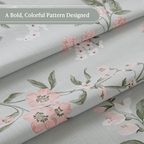 Martha Stewart Meadow Floral Shower Curtain for Bathroom, 72 x 72, Green