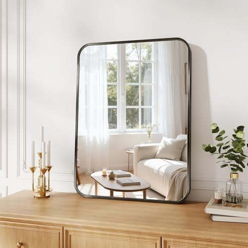 Koonmi Metal Framed Bathroom Mirror, 22"X30" Anti-Rust Bathroom Vanity Mirror, High-Definition Tempered Glass Bathroom Mirrors for Over Sink, Modern Decorative Wall Mirror for Restroom