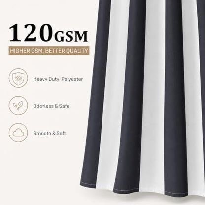 Ohocut Vertical Striped Shower Curtain, Cute Retro Vintage Stripe Bathroom Shower Curtain, Waterproof Polyester Fabric Modern Bath Curtain for Bathroom 72x72 Inches Black and White