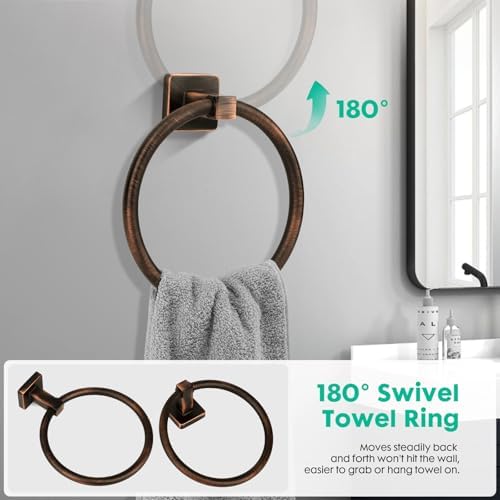 5 Piece Bathroom Hardware Accessories Set Oil Rubbed Bronze,24 Inch Towel Bar Set,Towel Rack Set,Bathroom Towel Holder Set