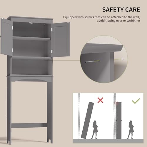 Gizoon Over the Toilet Storage Cabinet with Adjustable Shelf, Grey