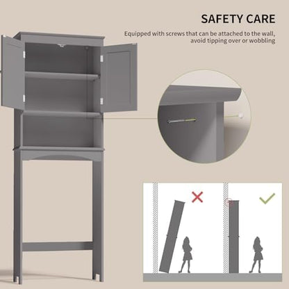 Gizoon Over the Toilet Storage Cabinet with Adjustable Shelf, Grey