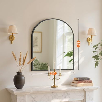Sweetcrispy 31x32 Bathroom Mirrors for Wall, Arched Mirror for Over Sink