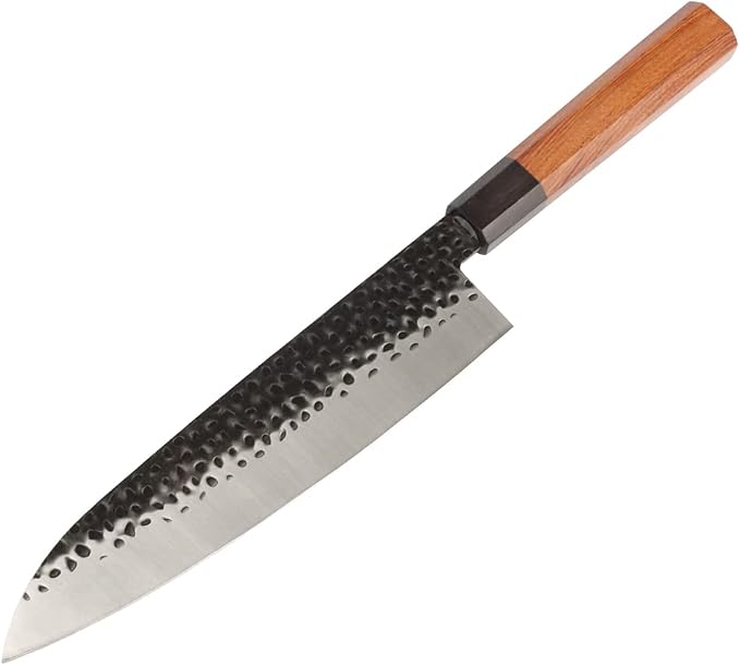 MASALONG 8 inch Hammered Chef Knife Set Kni240 8Cr18Mov Extremely Sharp Cooking Knife (8 inch Chef's knife)