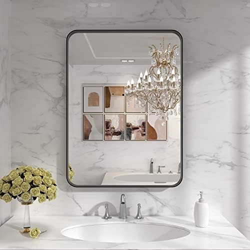 LOAAO 22X30 Inch Black Bathroom Mirror Metal Framed