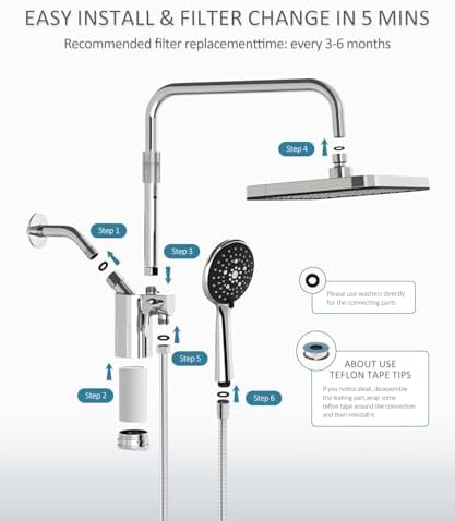 12 Inch Shower Head with Filters Rain Shower Head with Handheld Spray Combo