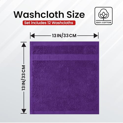 Infinitee Xclusives 100% Cotton Luxury Wash Cloths for Showering - 12 Pack