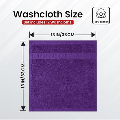 Infinitee Xclusives 100% Cotton Luxury Wash Cloths for Showering - 12 Pack