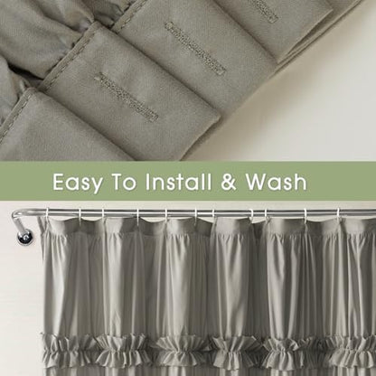 Farmhouse Ruffle Shower Curtain, Gray, 72 x 72 in