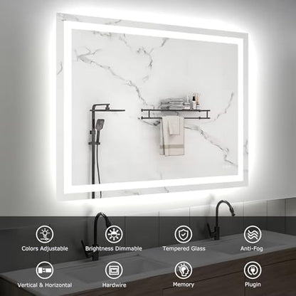Hivone 48"X40" LED Bathroom Mirror with Lights, UL Listed